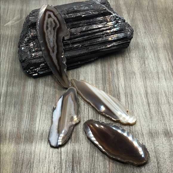 Set 4 mini natural agate crystal slices - Picture 4 of 9